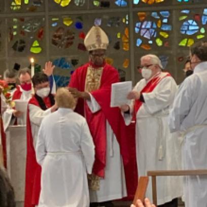 Lauren ordination kneeling